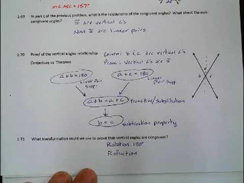 CPM Integrated II Lesson 1.3.1 Angle Pair Relationships - YouTube