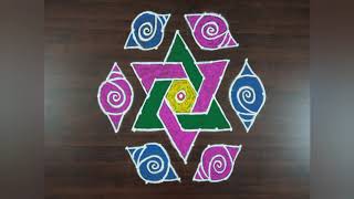 simple and easy shanku/ sangu design rangoli Saturday and festival kolam muggulu with dots 11*6.