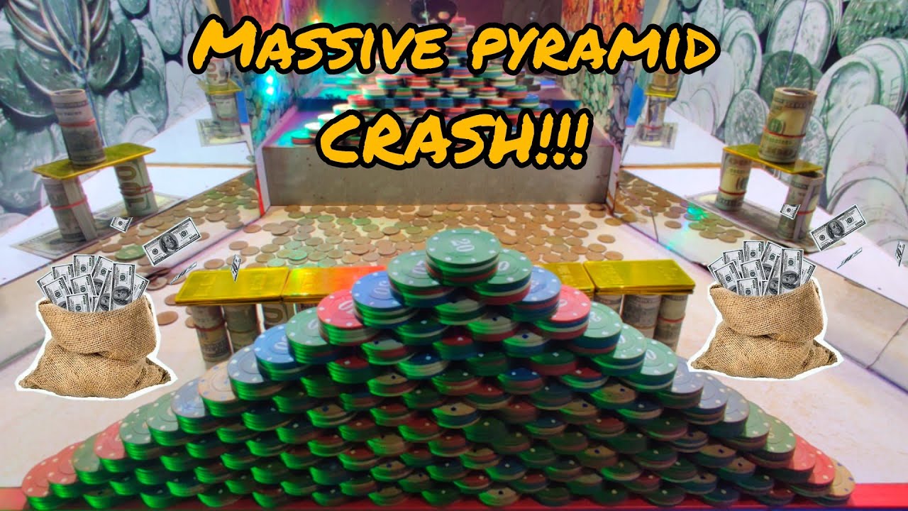 WORLD'S BIGGEST POKER CHIPS PYRAMID CRASHED! HIGH RISK HIGH LIMIT COIN PUSHER (MASSIVE JACKPOT