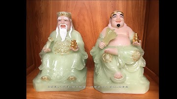Tượng Ông Địa Thần Tài Bằng Đá Thạch Ngọc Xanh Đẹp | Lộc Phát