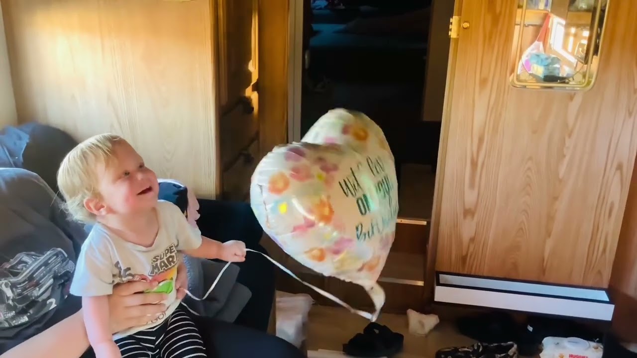 Baby Girl Birthday Balloon Fun Laughing!