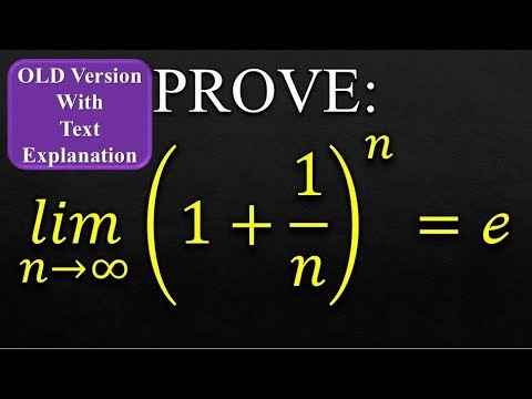 Limit 1 1 N N E As N Approaches To Infinity W Text Explanation Proof Maths Mad Teacher Youtube
