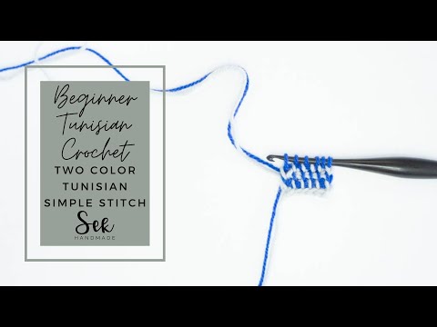 Beginner Tunisian Crochet - 2 Color Tunisian Simple Stitch