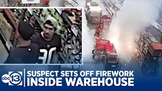 Suspect sets off firework inside warehouse, steals $200 in fireworks, officials say