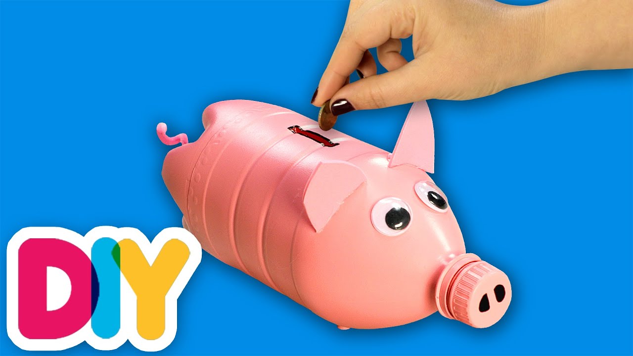 How to make a PIGGY BANK Using a Recycled Bottle FastnEasy DIY