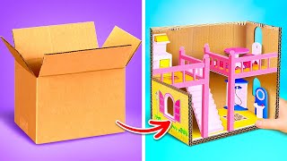 Преображение дома Барби 🪑✂️ Милые идеи кукольных домиков из картона