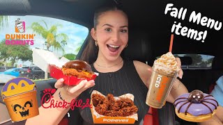 Eating NEW FALL FAST FOOD menu items for 24 hours!!!! (HomeGoods & Spirit Halloween)