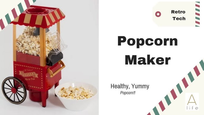 NHAP501RD Nostalgia Popcorn Maker, 12 cups Hot Air Popcorn Machine with  Measuring cap, Oil Free, Vintage Movie Theater Style, Red