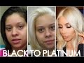 HOW TO Get Kim Kardashians Blonde hair! Easy steps from black to platinum/Blonde hair!!!