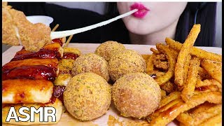 ASMR CHEESE BALL, FRIES, SAUSAGE, RICE CAKE *BHC 뿌링 치즈볼, 뿌링 감자튀김, 뿌링 소떡 신메뉴 먹방 (EATING SOUNDS)
