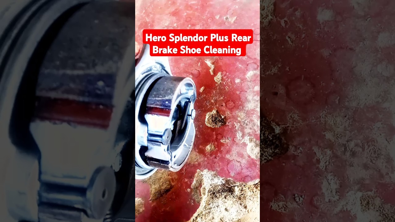 Hero Splendor Plus Rear Brake Shoe Cleaning 