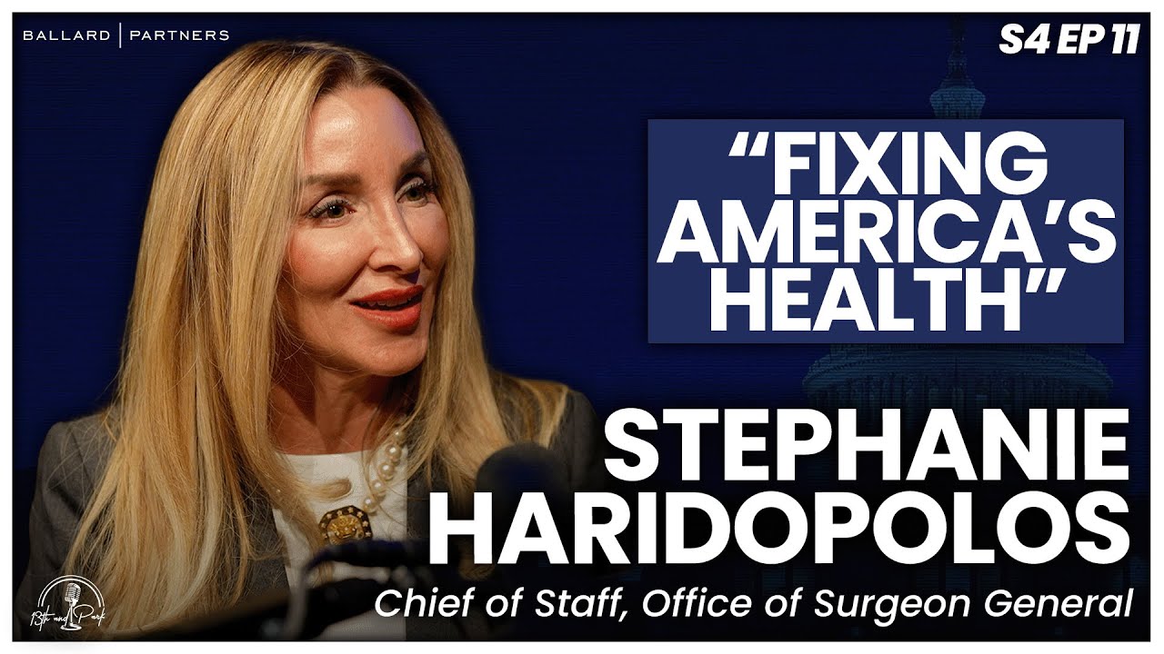 In this episode of 13th & Park, we sit down with Stephanie Haridopolos, physician and Chief of Staff to the Office of the U.S. Surgeon General, for a wide-ranging conversation on the state of American health and what it will take to reverse decades of chronic disease.

Dr. Haridopolos reflects on her journey from growing up as a patient with a congenital heart condition to practicing family medicine for more than two decades, and now serving at the highest levels of public health leadership. She explains how that experience shapes her patient-first approach to policy, prevention, and communication.

The conversation explores the mission and responsibilities of the Office of the Surgeon General, the role of the U.S. Public Health Service Commissioned Corps, and why prevention—not treatment—must be the foundation of a healthier nation. We also discuss the rise of ultra-processed foods, obesity and diabetes trends, addiction threats emerging at the retail level, and how lifestyle changes can dramatically improve health outcomes and reduce long-term healthcare costs.

Dr. Haridopolos also shares her perspective on the “Make America Healthy Again” movement, the importance of clear health communication, and how innovation—from newborn screening to AI-driven research—can reshape the future of medicine.

Filmed at Ballard Studios in Washington, D.C.

Listen to us on Spotify: https://open.spotify.com/show/2yqqjgPtA7NR2cJewPqbNQ?si=e9df5028fc0e4dd9
Listen to us on Apple Podcasts: https://podcasts.apple.com/us/podcast/13th-park/id1645880081

Follow Guest
X: https://x.com/Dr_Haridopolos

Follow Us!
X: https://x.com/13thandPark
IG: https://www.instagram.com/13th_and_park
www.ballardpartners.com

About 13th and Park:
13th and Park is a dynamic media platform produced by Ballard Partners. We bring you insightful discussions, expert interviews, and in-depth analysis on key issues shaping industries, policy, and business trends. Our content features thought leaders, industry experts, and policymakers exploring topics ranging from policy influence, business innovation, trade regulations, and more.

Subscribe to stay updated on the latest videos, exclusive interviews, and expert insights shaping the future of business, policy, and public affairs.