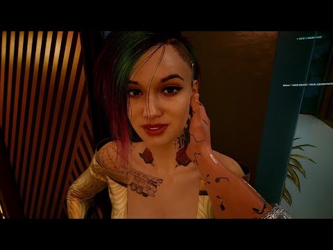 Cyberpunk 2077 Male V hugs and kisses Judy