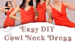 Easy DIY Cowl Neck Dress Tutorial | Easy to Draft Dress Pattern | Perfect Valentines Day Dress by Kate & Cat 554 views 3 years ago 11 minutes, 16 seconds