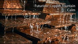 Futuristic Copper Water Fountain Ambience | Warm Resonant Vibrations & Flowing Water | 3 Hour Loop screenshot 1