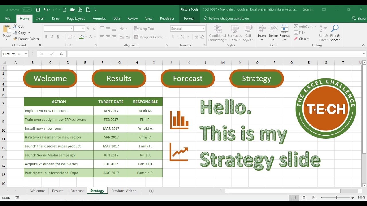 presentation view for excel