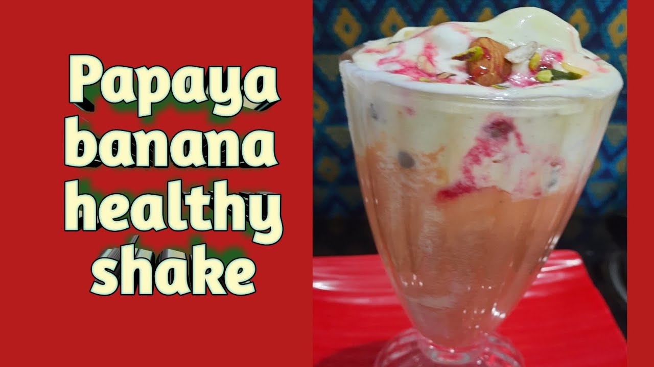 Papaya banana shake with American nuts ice cream healthy smoothie