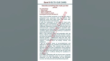 Describe something that made you feel proud IELTS Cue Card || May to August 2024 IELTS Cue Card