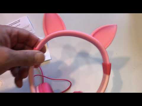 iClever Wired HS01 Kids Headphones Mic Safe Volume limited 85 / 94dB Cat Ear Pink