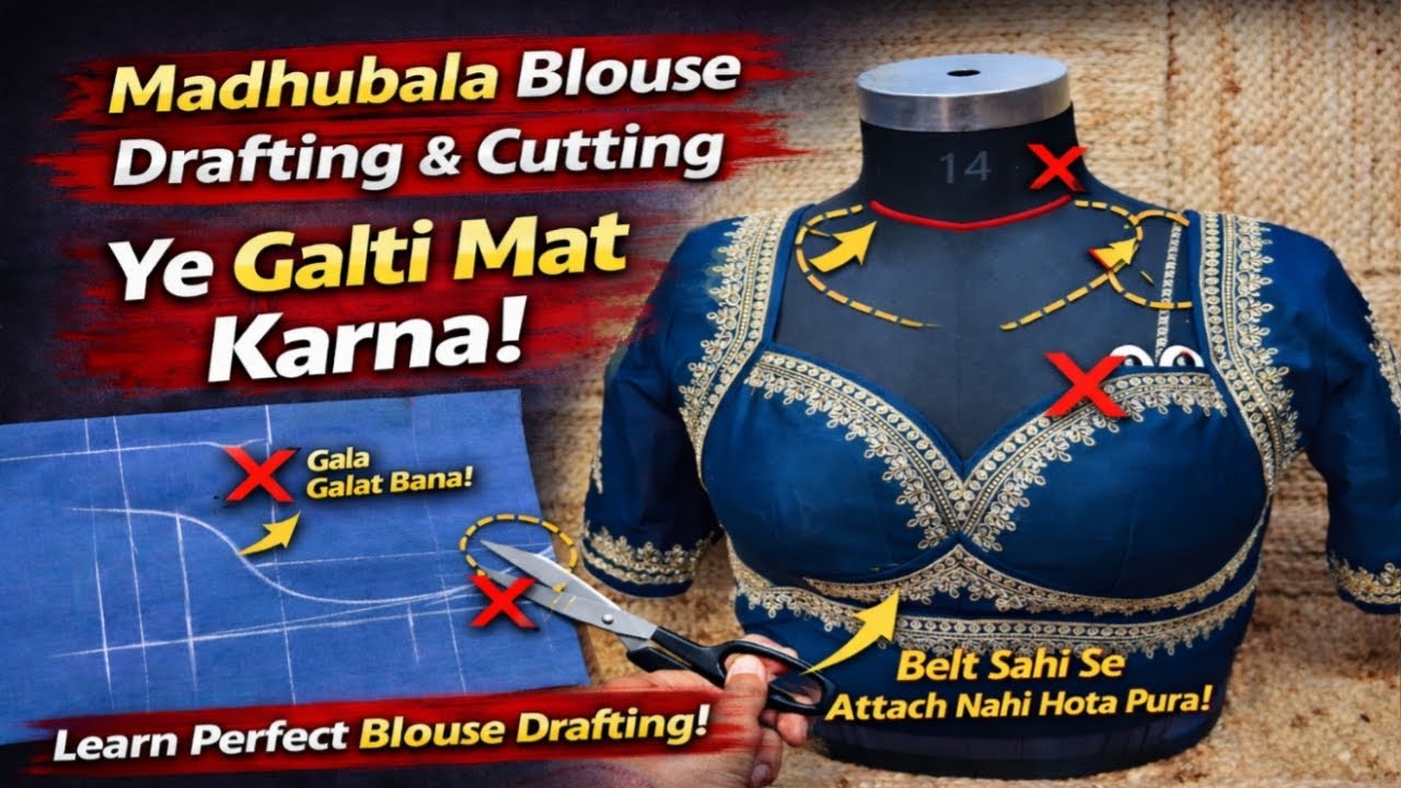 Madhubala Blouse Drafting & Cutting | Ye Galti Kar Di Toh Blouse Fitting Kharab! 😱