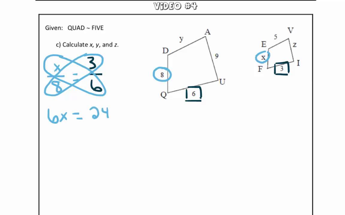 Video 4 Solve For Missing Lengths Of Similar Shapes YouTube