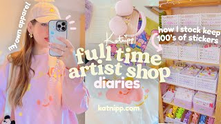 Running a cozy Small Business 📦 How I stock keep 100's of stickers & I tried my own POD Apparel!