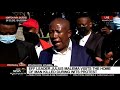 Malema addresses media outside the home of the late Mthokozisi Ntumba