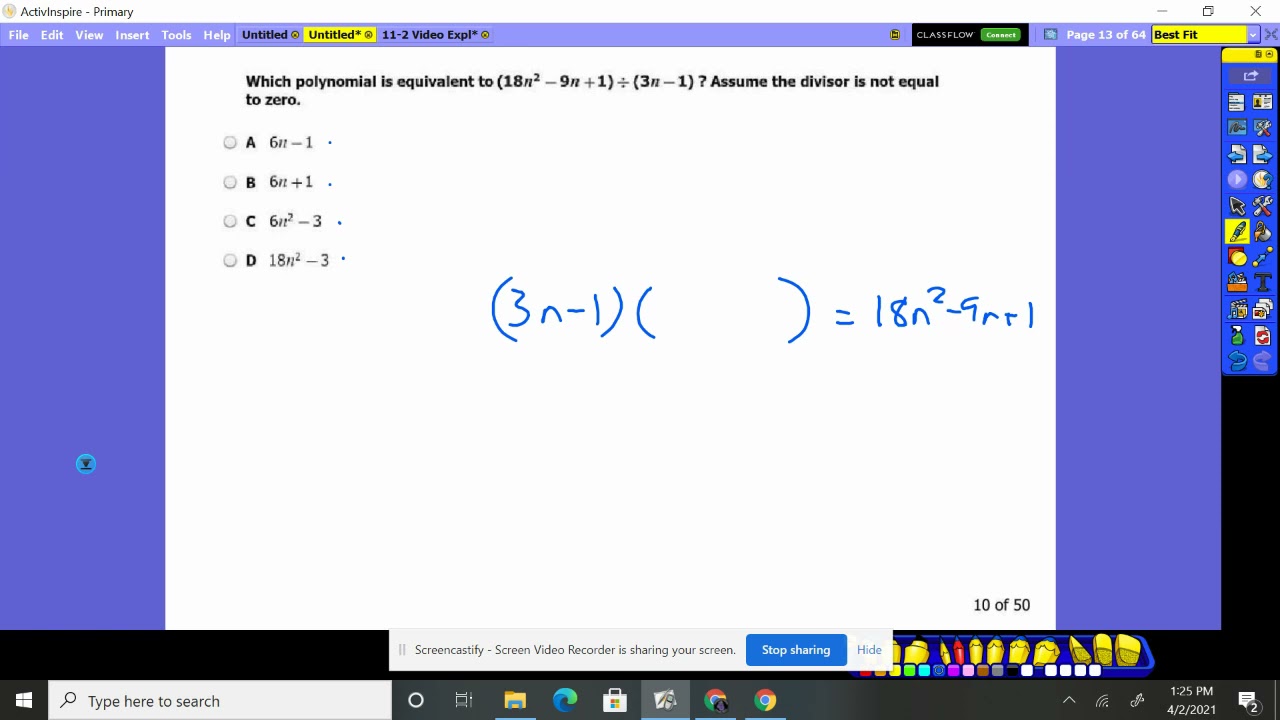 2014 Algebra SOL Question 10 
