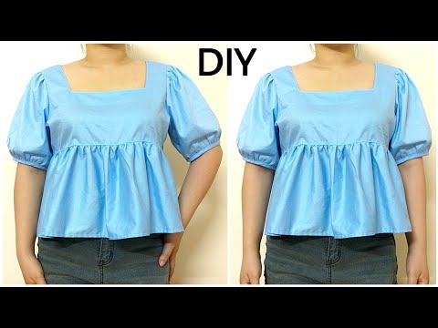 Diy Square Neck Babydoll Top Summer Shirt | Step by step sewing tutorial @misaki.sewing