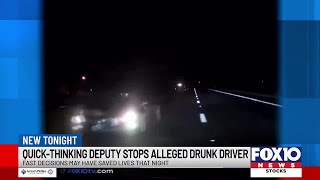 Dash cam video shows deputy stopping an alleged drunk driver moments before potential crash
