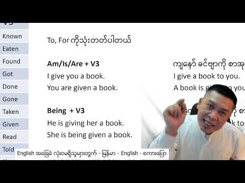 Lesson 17-  Active voice into passive voice - Myanmar English Learning  -အင်္ဂလိပ်လိုပြောကြစို့