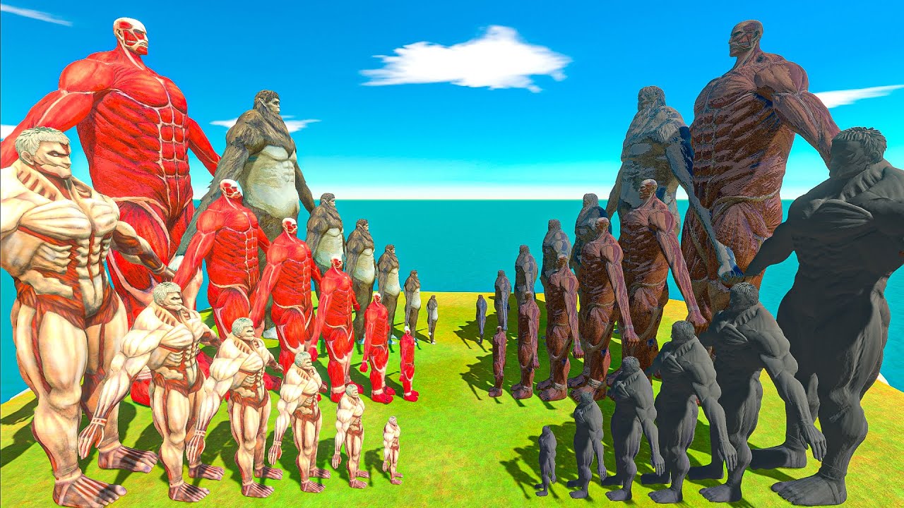 Growing Colossal Titan x Titan Beast x Armored vs Dark Itself - Animal Revolt Battle Simulator