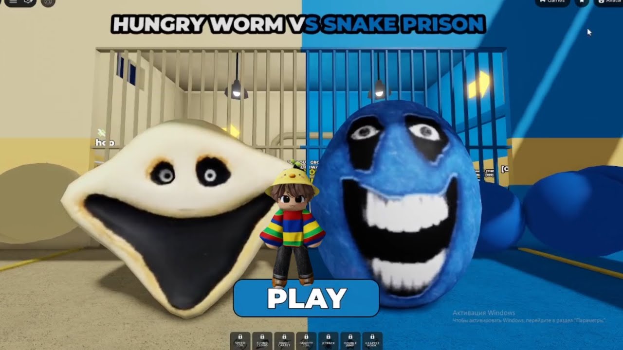 HUNGRY WORM 🐛 VS SNAKE 🐍 PRISON RUN! 🚨 | Roblox Obby Gameplay