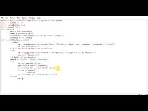 Create MySQL Database Login Page in Python using Tkinter - YouTube
