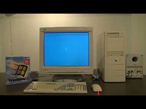 Windows 98 boot on 1998 computer in 2023 startup sound in 4K in the BACKROOMS