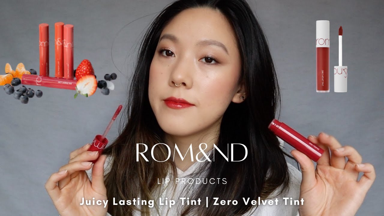 Rom&nd Juicy Lasting Lip Tint | Zero Velvet Tint | Swatches & Quick ...