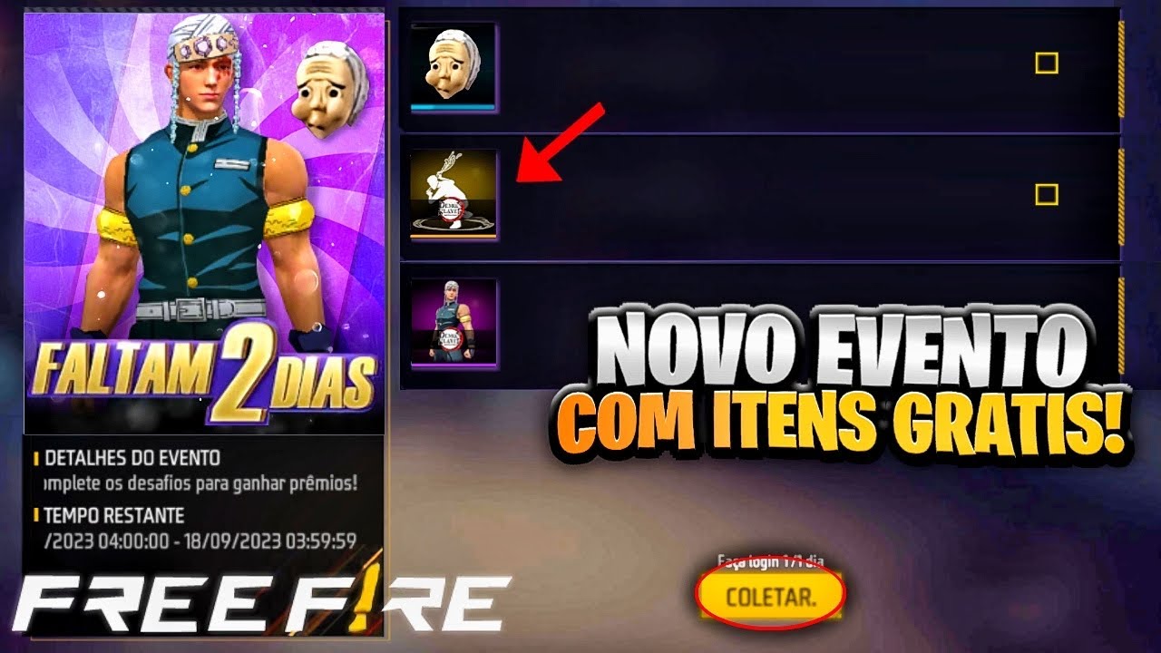 URGENTEE!! RESGATE AS RECOMPENSAS DA PARCERIA DEMON SLAYER, SKINS DE GRAÇA  E MAIS NO FREE FIRE 