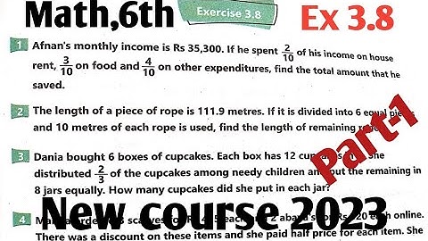 Class 6 Math Exercise 3.8 unit 3  new course 2023| Ex 3.8 Class 6 Maths  SNC  kpktb and ptb Part-1