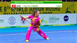 Cho Kiu Tsang 🇭🇰 9.08 score🥇Nangun Group B girls, 8th World Junior Wushu Championship Indonesia