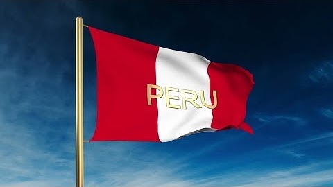 4K Peru flag slider style with title. Waving in the wind with cloud background animation Stock video