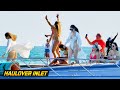 Wild Pontoon Ovrertaking Bow Dance Action Haulover Inlet Boat