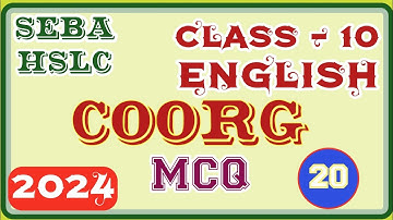 Coorg Class 10 important MCQ/ SEBA HSLC 2024 Important MCQ chapter Coorg/ MCQ class 10
