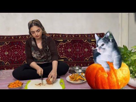 Daily life in the village of Iran! Lentil stew and baking local bread in the oven