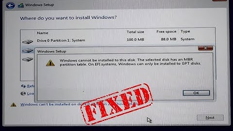 حل مشكلة the selected disk has an mbr partition table أثناء تثبيت ويندوز 10