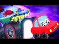 Little Red Car Vs Haunted House Monster Truck | Car Cartoons For Kids