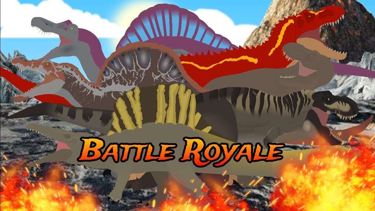 TYRANOSAURUS REX VS. SPINOSSAURUS BATTLE ROYALE FULL BATTLE | STICK NODES PRO