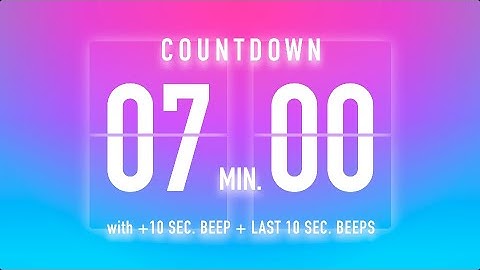7 Minute Countdown Timer 🦩 Flip Clock with Beep Every 10 Seconds 🩷💙