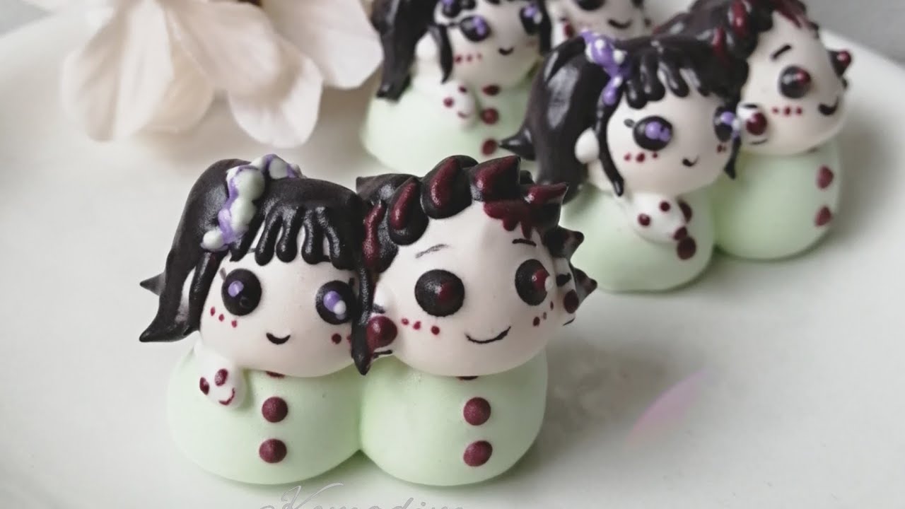 鬼滅の刃 炭治郎とカナヲ作ってみた メレンゲクッキーdemonslayer Tanjiro And Kanao Meringuecookies Youtube