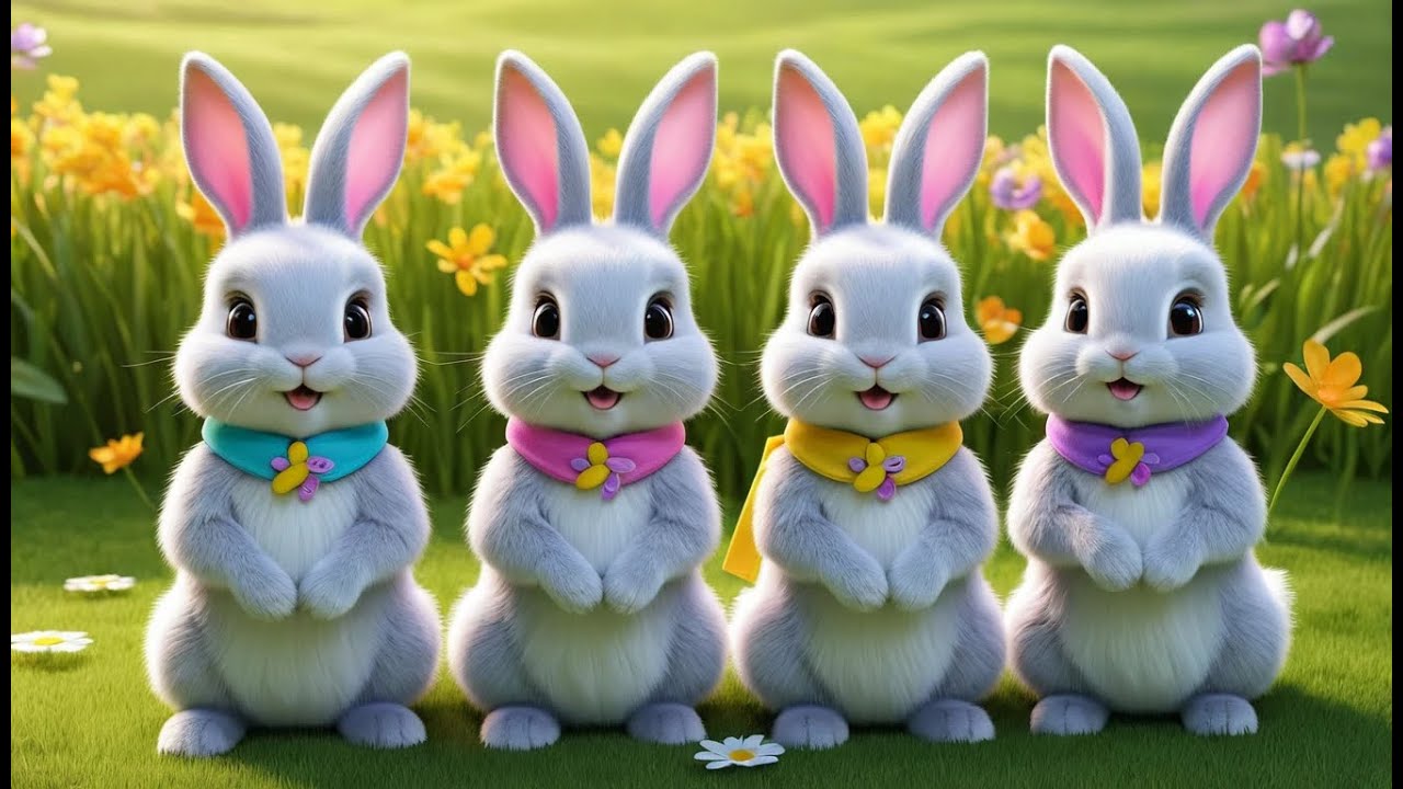Five Little Bunnies Jumping on the Ground | Fun Bunny Counting Song for Kids | Springtime Rhyme