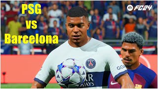 Watch Mbappe Score Twice in Semifinal Clash: PSG vs Barcelona - PS5 EA Sports FC 24 Gameplay